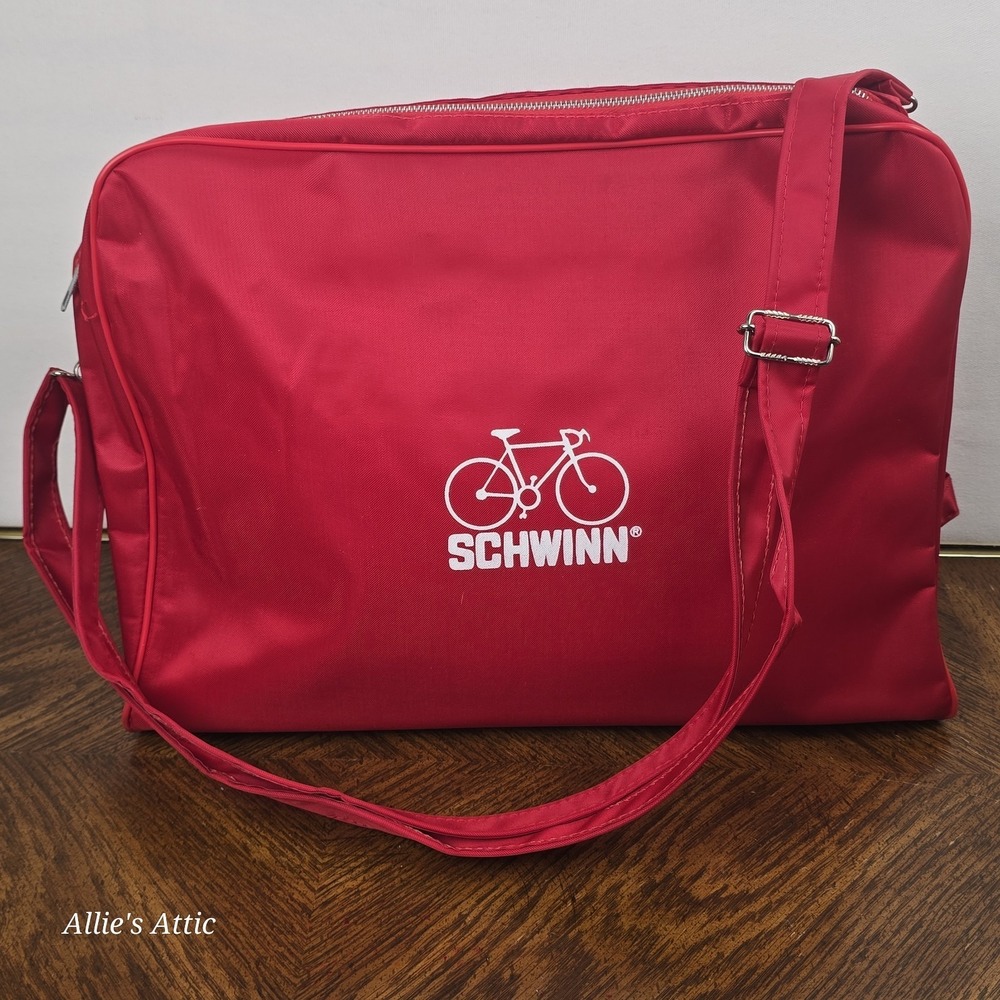 Vintage Schwinn Bike Travel Bag Shoulder Messenger Tote Red Bicycle Collectible